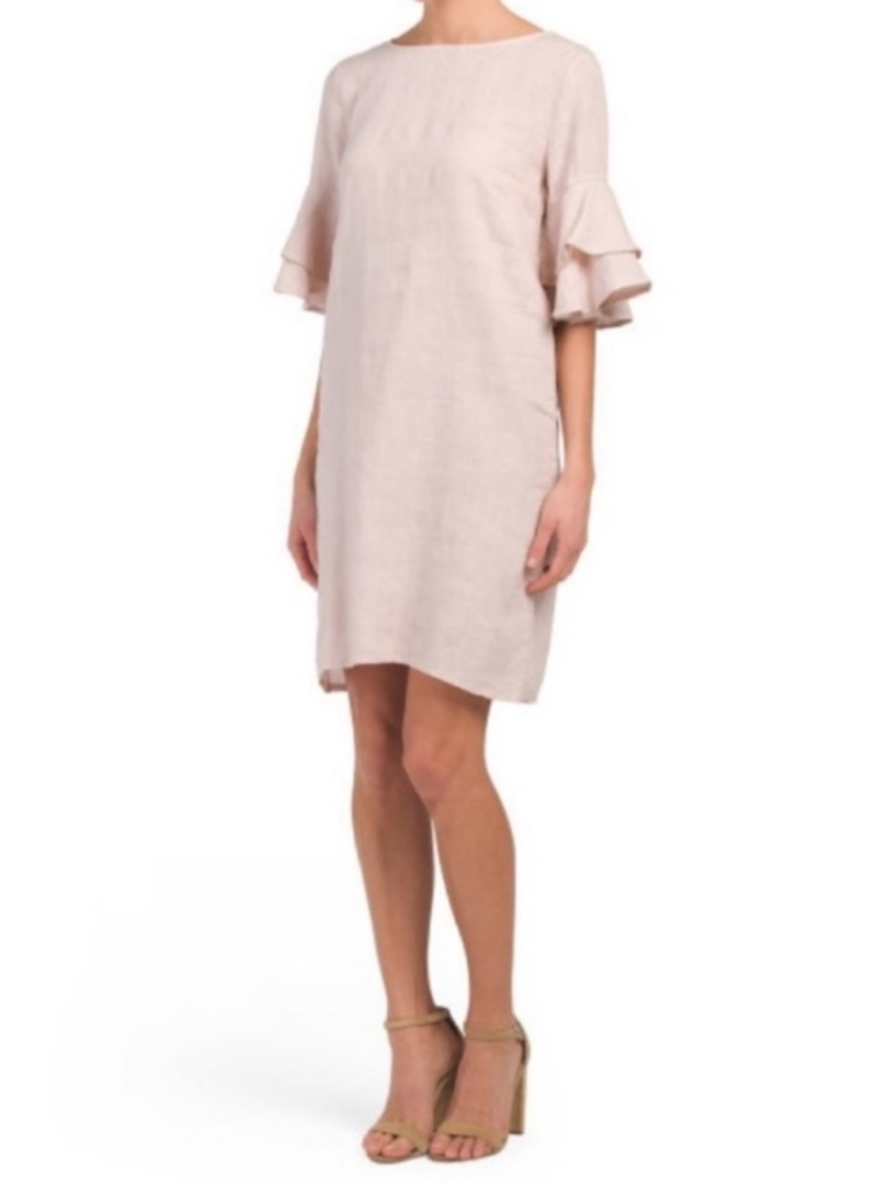 Francesca Bettini Italian Linen Ruffle Sleeved Dress Size XS